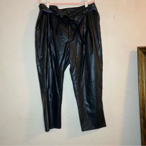 Express Black Faux Leather XL Tie Waist Pants